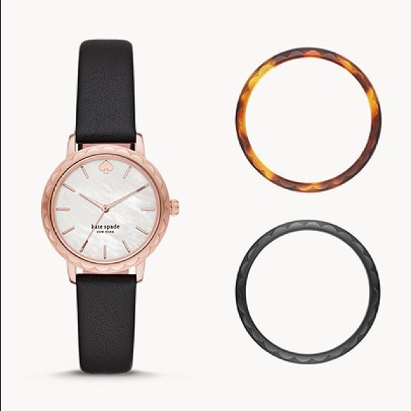 Kate Spade metro scallop matte black leather watch - Picture 2 of 11